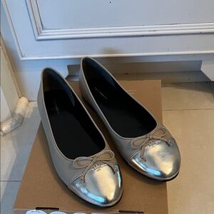 Tory Burch colorblock metallic toe flats